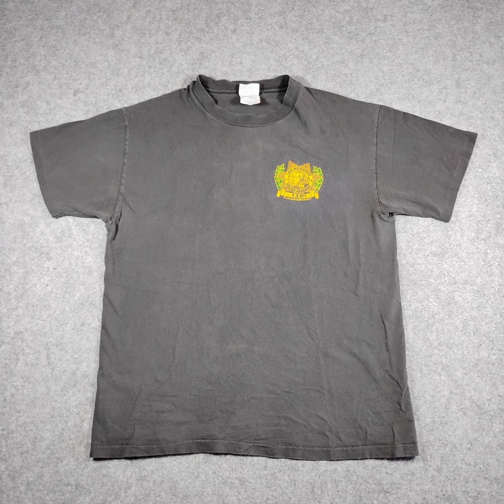 Vintage Hanes Beefy-T Los Medanos Police Academy T Shirt Black Mens Large USA